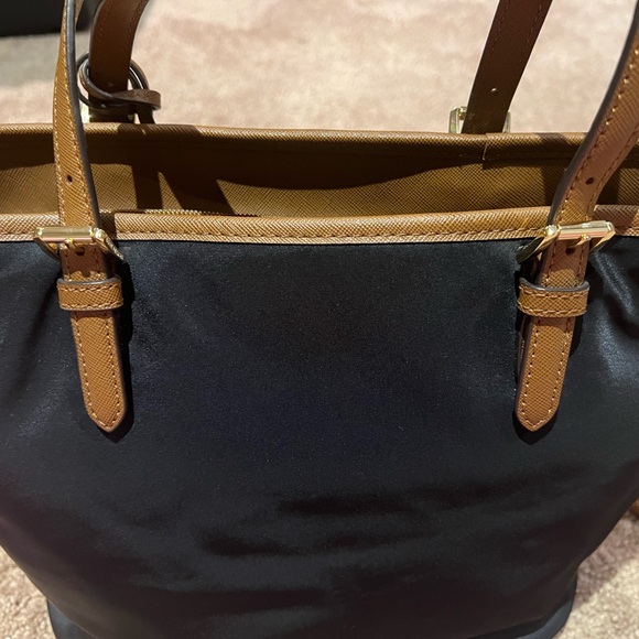MICHAEL KORS Jet Set Brown Leather Snap Pocket Nylon Tote & wallet - Picture 11 of 12